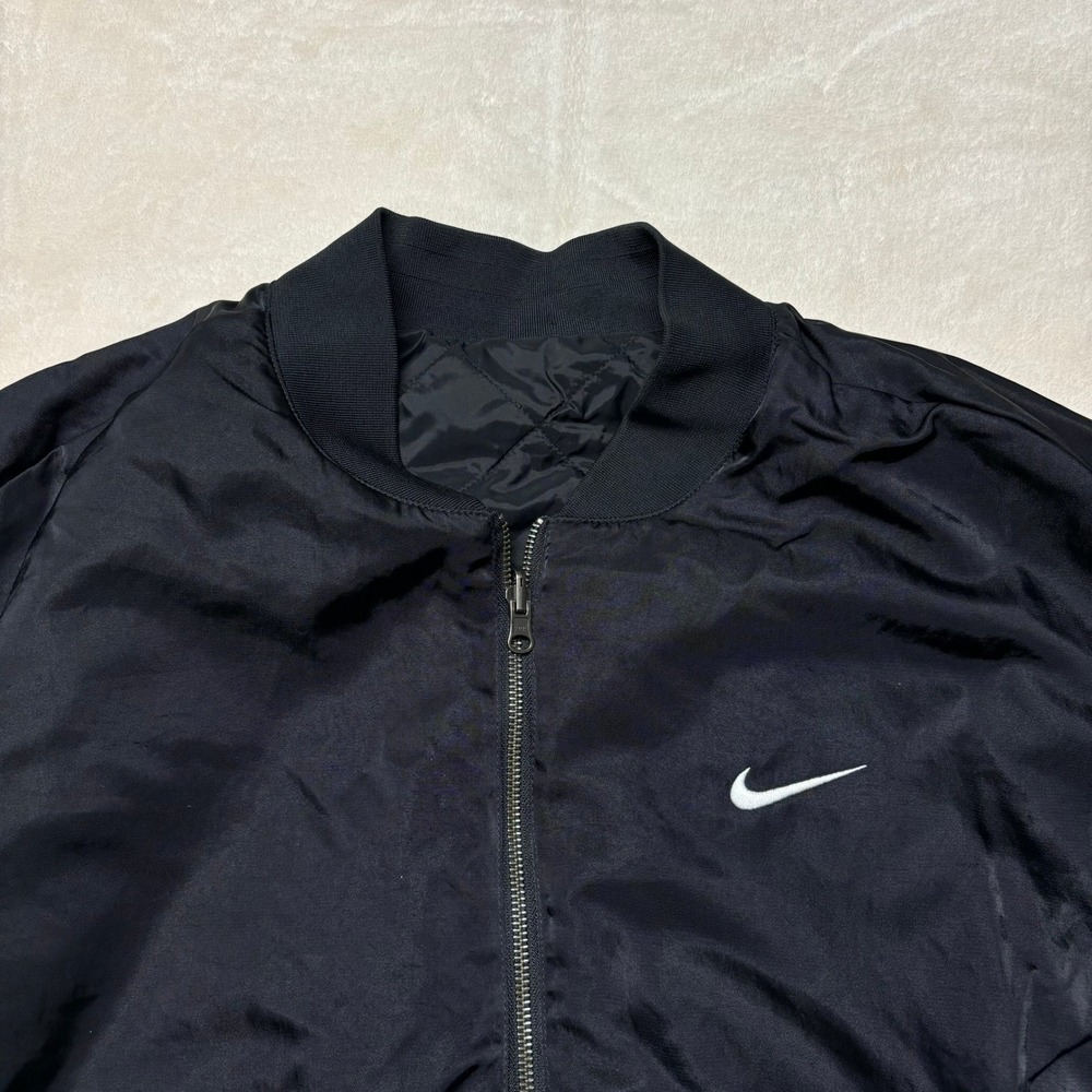Nike Womens Reversible Varsity Bomber Jacket Size 1X Black Quilted FB3206-010 - Picture 8 of 15